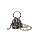 Mini bolso triangular con estampado de leopardo, asa de anillo y cadena - Marrón