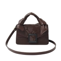 Dark brown faux leather handbag with snake texture, knotted handle and crossbody strap - Brown