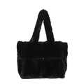 Sac cabas minimaliste en peluche noire avec fausse fourrure douce et grande capacité - Noir