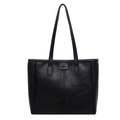 Klassische schwarze Tote-Bag mit Lychee-Textur und Schultergurten auf weißem Hintergrund - Schwarz