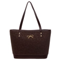 Sac fourre-tout marron rétro en similicuir avec boucle dorée pour le bureau chic - Marron