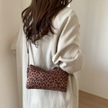Minimalist leopard print crossbody bag with vintage brown shoulder strap for women - Leopard Print