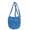 Blue sequin crossbody bag with shiny round texture for evening parties and events - Blue