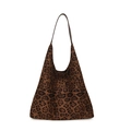 Vintage leopard print hobo bag with large capacity and brown strap for daily commute - Leopard Brown