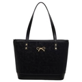 Sac cabas en cuir noir avec ornement nœud doré et finition rétro texturée - Noir