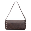 Sac sous le bras vintage marron en similicuir avec clous argentés et design - Marron