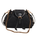 Bolso nube negro 2025 en cuero mate con correa de cadena dorada y hebilla vintage - Negro