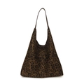 Vintage leopard print shoulder bag with soft matte texture and spacious interior - Khaki Leopard Print