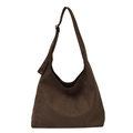 Grote bruine suède hobo tas voor dames met verstelbare riem en gouden gesp detail - Bruin