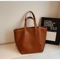 Brown crocodile pattern large tote bag with double handles and minimalist texture - Yellow Brown