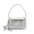 Borsa a tracolla quadrata argento minimalista con ciondolo a stella e manico chic - Argento