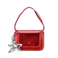 Metallic red crossbody square bag for women with trendy silver star charm accessory - Red