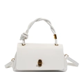 Bolso bandolera blanco minimalista con asa trenzada y cierre giratorio de latón - Blanco Roto