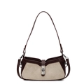 Retro Baguette-Tasche in Beige und Dunkelbraun mit schicker Rautensteppung - Gebrochenes Weiß