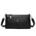 Sac bandoulière minimaliste noir pour femme avec détails dorés et bandoulière réglable - Noir