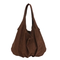 Deep brown oversized suede tote bag with a relaxed slouchy design and integrated shoulder strap - Brown