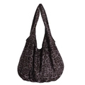 Large capacity leopard print hobo bag with wide shoulder strap in a retro animal pattern - Grey Leopard
