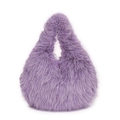 Plush light purple faux fur tote bag with a soft rounded shape for autumn winter fashion - Purple
