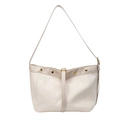 Sac bandoulière blanc crème minimaliste avec plis texturés et détails dorés vintage - Blanc Cassé