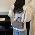 Mini borsa Boston a quadri grigi con tracolla regolabile in nylon blu sportiva - Grigio