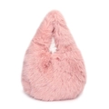 Chic pink faux fur handbag with a single knot handle for stylish autumn winter outfits - Pink