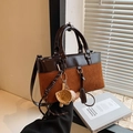 Bolso de mano de cuero marrón y pana con colgante de guante de béisbol vintage - Marrón (Sin Colgante)