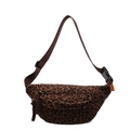 Marsupio chic da donna con stampa leopardata, tracolla marrone e trama in tela - Marrone