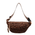 Marsupio alla moda con stampa leopardata da donna con tracolla regolabile e zip - Marrone