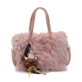 Süße rosa Plüschtasche mit niedlichem braunem Bärenanhänger und weicher Kunstfell-Haptik - Ohne Anhänger / Rosa