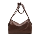 Vintage donkerbruine Boston tas in glanzend lederlook met een verstelbare schouderriem - Bruin