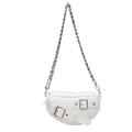 Mini sac à bandoulière blanc en forme de cœur avec boucles argentées et chaîne style Y2K - Blanc Cassé