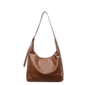 Brown vintage hobo shoulder bag in polished synthetic leather with adjustable strap - Brown