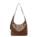 Retro dark brown Hobo shoulder bag for women with adjustable strap and leather texture - Khaki