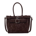 Retro brown suede underarm bag with vintage texture and adjustable decorative buckles - Brown