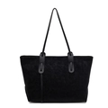 Grande borsa tote retrò in ecopelle nera opaca ideale per il pendolarismo quotidiano - Nero