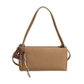 Braune Canvas-Achseltasche mit dekorativen Seilen und Bernstein-Harzketten für Damen - Khaki (Ohne Anhänger)