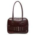 Dunkelbraune Vintage Schultertasche mit großem Fassungsvermögen und dekorativen Schnallen - Braun
