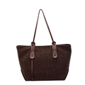 Grande borsa vintage marrone scuro in ecopelle opaca con dettagli di borchie dorate - Marrone
