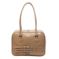 Schicke hellbeige Vintage Schultertasche mit großer Kapazität und Schnallendetails - Khaki