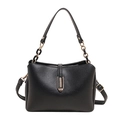 Fashionable black pebbled leather crossbody bag with gold hardware and top handle - Black