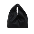 Minimalist black knot cloud bag in soft PU leather with a unique pleated design - Black