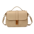 Borsa a tracolla beige con inserti patchwork testurizzati e chiusura a scatto dorata - Beige