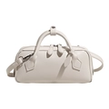 Borsa a mano Boston minimalista bianca con tracolla rimovibile e dettagli argento - Bianco