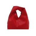 Red dumpling bag featuring a unique knotted handle design and soft pleated texture - Red