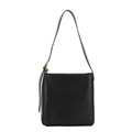 Classic black leather bucket shoulder bag with adjustable gold-tone metal hardware - Black