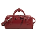 Borsa a mano Boston rosso scuro con finitura lucida e tracolla versatile - Rosso