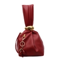 Bolso de mano granate en cuero granulado con hebilla de bola dorada y dije de cereza - Burdeos