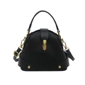 Bolso bandolera de cuero negro con cierre dorado y asa superior para mujer - Negro