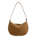 Vintage braune Umhängetasche aus Wildleder in Halbmondform mit mattem Finish - Braun