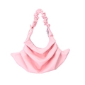 Bolso bandolera plisado rosa con textura de nube y correa suave con volantes - Rosa